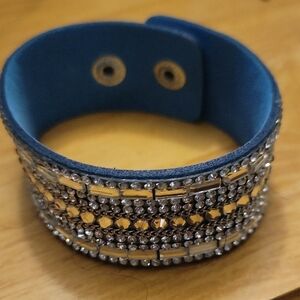 Blue and Sillver Faux Leather Bracelet